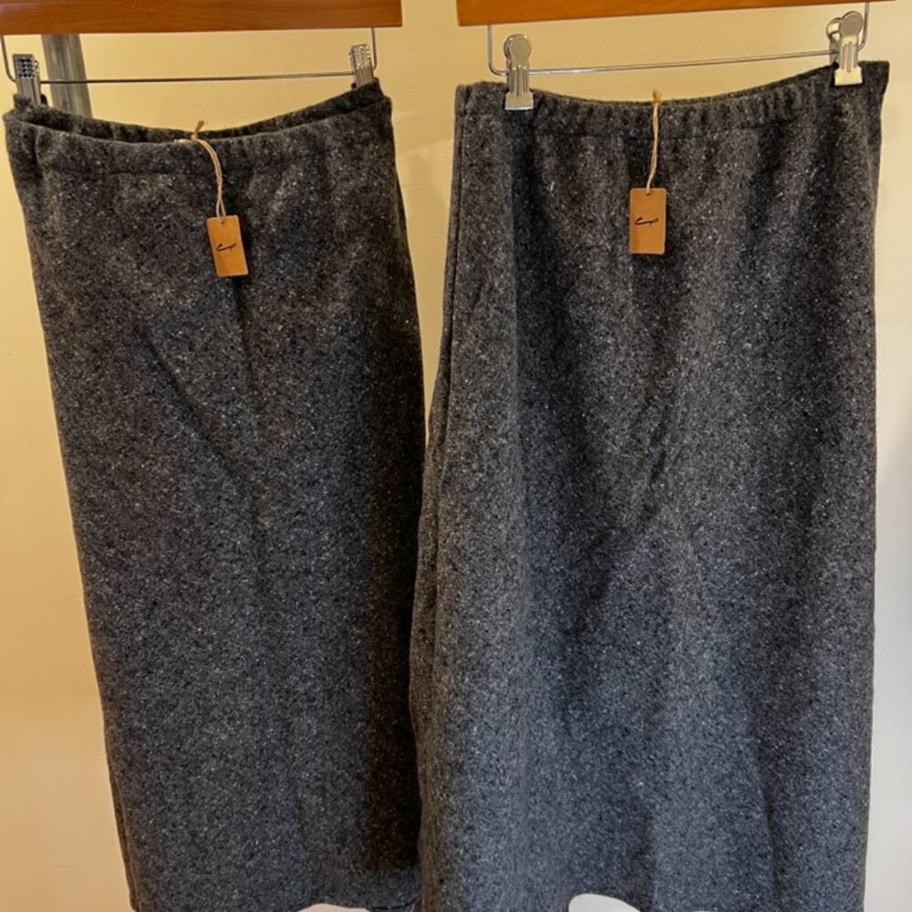 NWT CP Shades Women's Large Skirt Wool Maxi Gray Heather White Speck Heavyweight